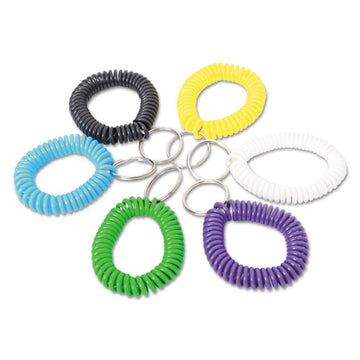 Universal® Wrist Coil Plus Key Ring, Plastic, Assorted Colors, 6-pack freeshipping - TVN Wholesale